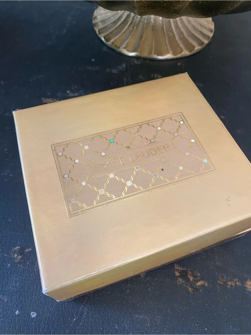 Vtg Estee Lauder BABY GRAND PIANO W/ BENCH Solid Perfume Compact, Box Bag NEW